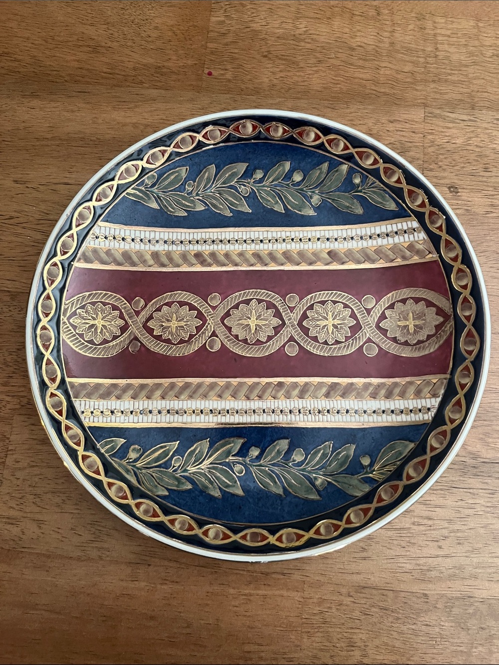 Accessory Collective Blue, Burgundy and Gold Decorative Dinner Plate